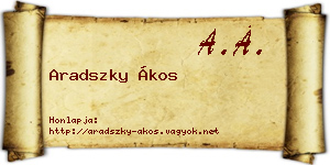 Aradszky Ákos névjegykártya